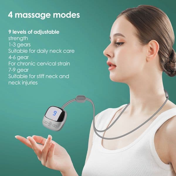 Smart TENS EMS Pulse Neck Massager Necklace Microcurrent Cervical Shoulder Spine Heating Kneading Low Frequency Magnetic Therapy