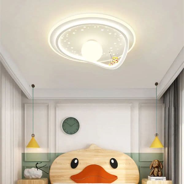 Astronauts Led Ceiling Lights Child Boys Girls Bedroom Nordic White Study Room Ceiling Chandelier Glass Ball Design Ceiling Lamp