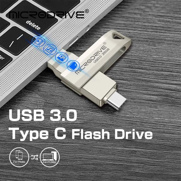 Top Quality Type-C OTG USB 3.0 Flash Drive 64GB new 128GB Pen Drive Smart Phone Memory USB 2025 Stick 256GB USB C 3.0 Dual Double Plug
