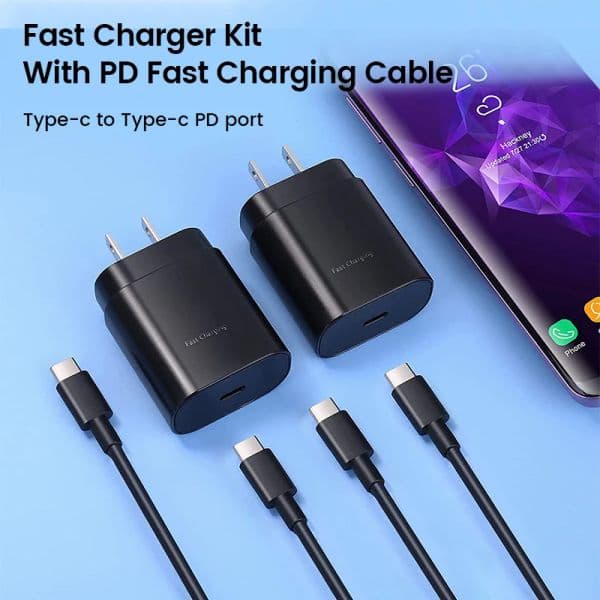 USB Type C Charger Fast Charge For Samsung Galaxy S22 S21 S20 Note 20 10 A71 25W PD QC 3.0 Charger With USB C To Type C Cable