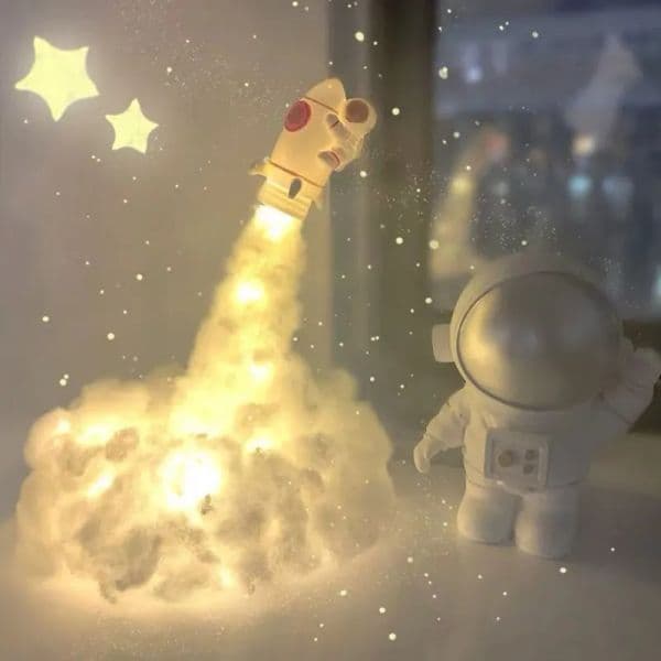 USB DIY Creative Rocket Light LED Colorful Clouds Astronaut Night Lamp Decor Atmosphere Bedside Lamp Kids Gift Room Decor