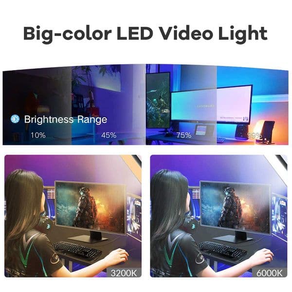 10inch LED Video Light Panel Kit EU Plug 2700K-5700K Photography Lighting With Tripod Arm Stand For Live Stream Video Photo Lamp