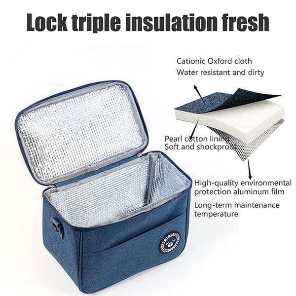 Big Portable Lunch Bag Food Thermal Box For Work Durable Waterproof Cooler Bag With Shoulder Strap Organizer Insulated Case