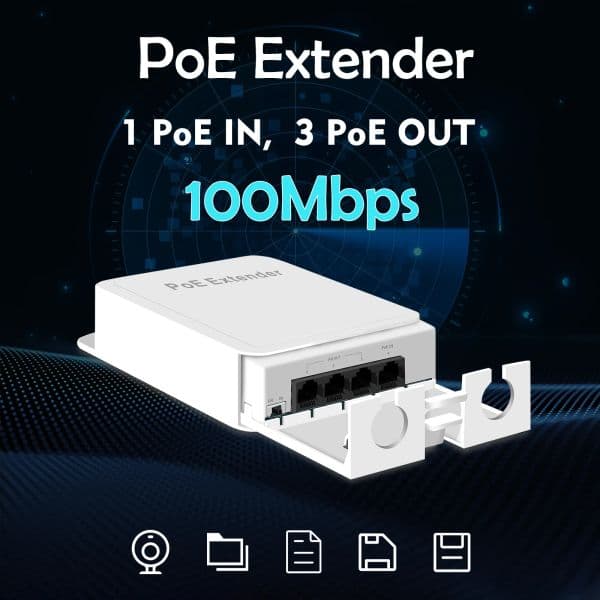 Total power 30W high-quality white extender IP65 waterproof no AC adapter required POE extender 100mbps