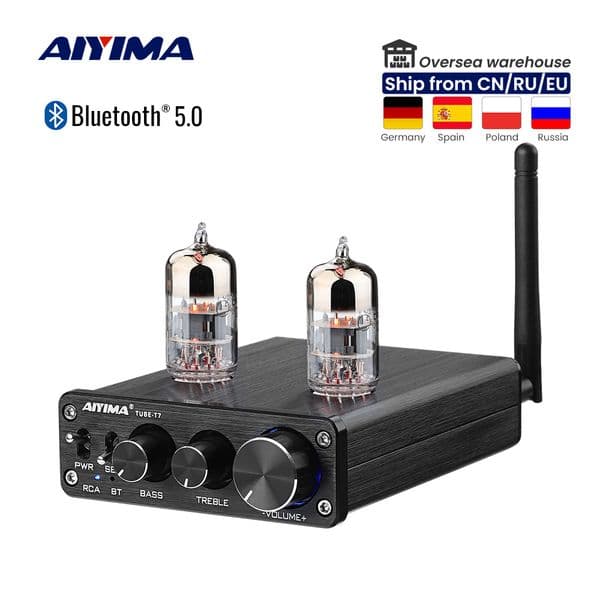 AIYIMA Bluetooth 5.0 6H3N Tube Amplifier Preamp Preamplifier HiFi Stereo Vacuum Bile Tube Preamp With Treble Bass Tone Control