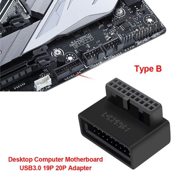 Desktop Computer Motherboard USB3.0 19P 20P Adapter Upright Plug-in Needle Seat Turn 90 Degree Steering Elbow Installed Liner