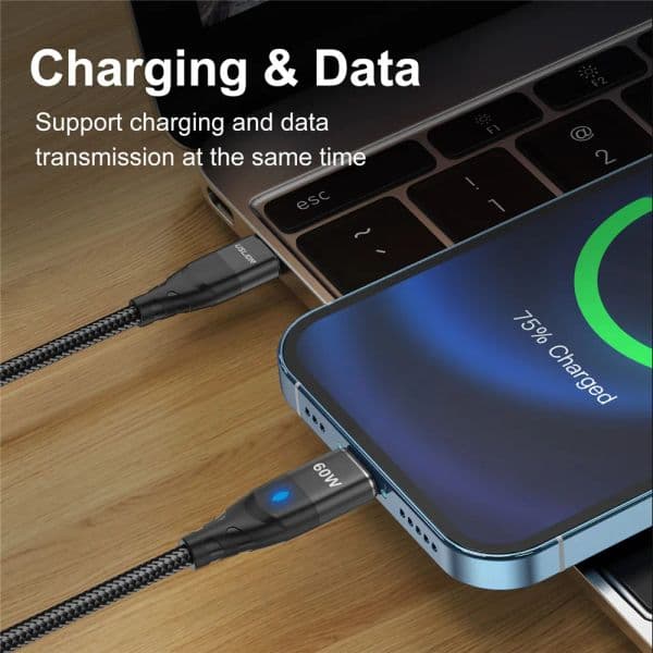 USLION 60W Magnetic new Cable USB C to Micro USB Type 2025 C Cable Quick Charge3.0 PD Fast Charging For iphone book Data Charger Cable