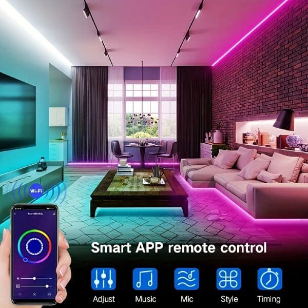 100ft Led Strip Lights for Bedroom Bluetooth Music Sync RGB Lamp with Remote and App Control USB Strip for Room Home Party Festi