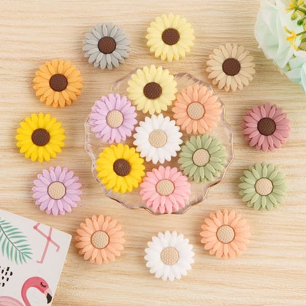 Kovict 10Pcs 30mm Silicone Beads BPA Free Flower Shape For Necklace Makin Jewelry Making Bulk DIY Crafts Wholesale