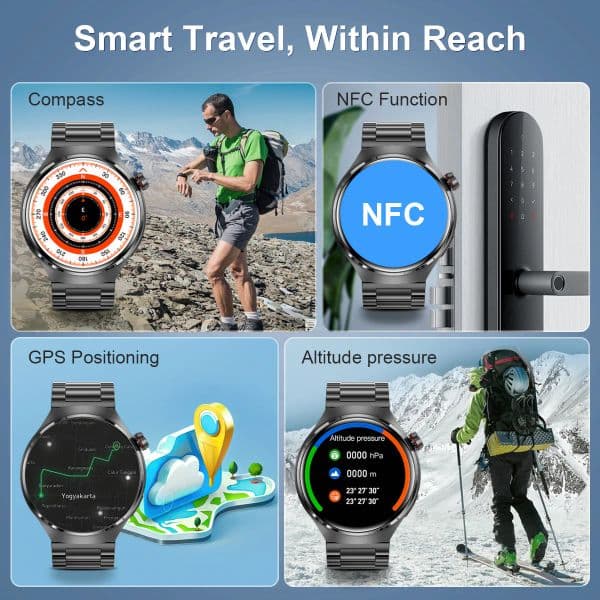 2023 New For Huawei Xiaomi GT4 Pro Smart Watch Men NFC GPS Tracker AMOLED 360*360 HD Screen Heart Rate Bluetooth Call SmartWatch