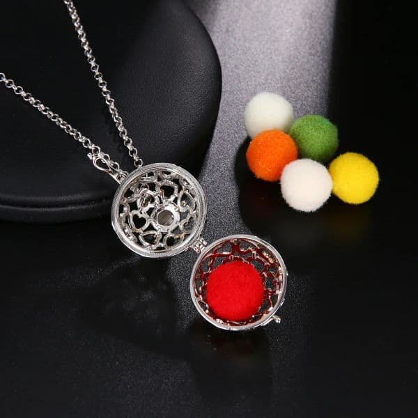 Mexico Chime Caller Aromatherapy Titanium Steel Chain Locket Pendant Essential Oil Diffuser Lava Ball Woman Necklace Accessories