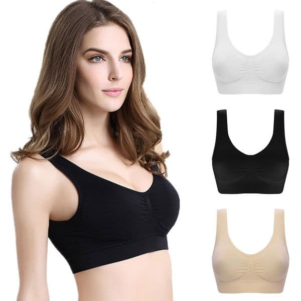 3pc Sexy Seamless Bra women Crop Top Vest Breathable Sleep Bra Fitness Yoga Sport Underwear ladies Backless Wireless Push Up Bra