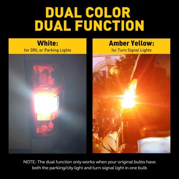 AUXITO 2Pcs T25 3157 LED Bulb Canbus Dual Color Yellow White Switchback DRL Turn Signal Indicator new 2025 Lamp Auto Lights 12V P27/7W
