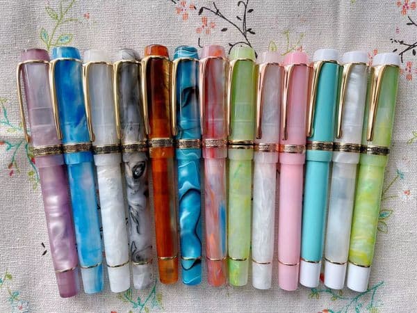 24 Colors Kaigelu 316 Smooth Acrylic Fountain Pen EF/F Nib Beautiful Marble Amber Pattern Ink Pen Writing Gift Office Business