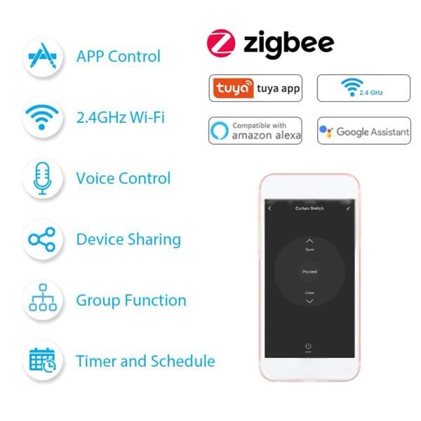 QS-Zigbee/Wifi-CP03 Tu-ya ZigBee/WiFi Curtain Switch Module for Roller Shutter Blinds Motor Smart Home Google Home Alexa Control