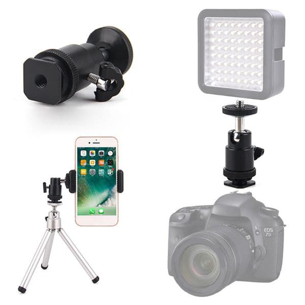 Mobile Phone Clip Holder Compact and Portable Carry Convenient 360 Ball Head Hot Shoe Adapter Mount for Camera Tripod