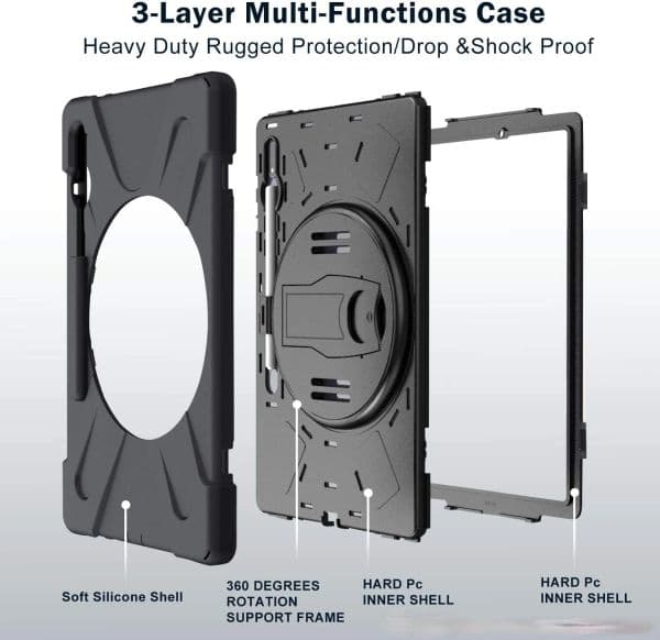 Shockproof Case for Samsung Galaxy Tab S8 11"S7 Plus 12.4"FE S6 10.5"lite 10.4" Kids Stand Cover Kickstand Handle Shoulder Strap