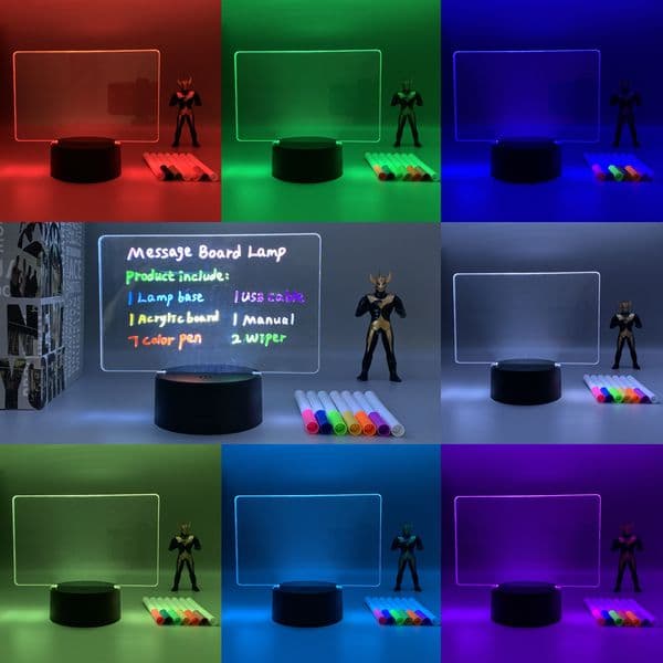 Message Board Lamp With 7 Colors Erasable Markers 2025 Rewritable new Light Board For Desk Kids Bedroom Sleep Led Night Light Room Decor