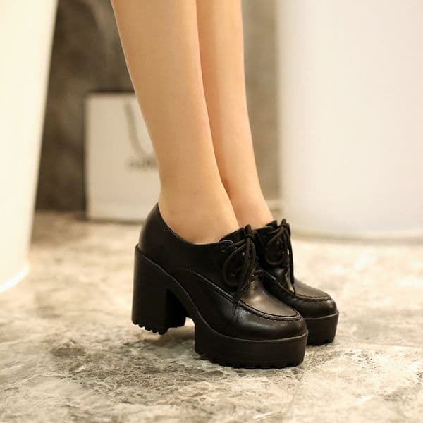 Lace-up Classic Ankle Boots For Women Red White Punk Platform Euro Style Women's Autumn Spring High Heels Pump Shoes 378e 's