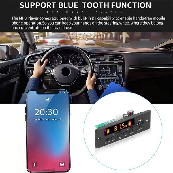 5V 12V 32V 6W Amplifier MP3 Decoder Board Handsfree Bluetooth V5.0 Car MP3 Player USB Recording Module FM AUX Radio For Speaker