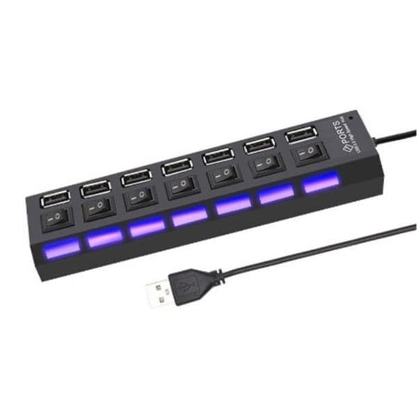 7 Ports Docking Stations USB 2.0 Hub High Speed Multi Splitter Adapter Multiple Expander With Switch For PC Laptop Notebook