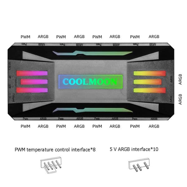 COOLMOON ARGB Controller 4Pin PWM 5V 3Pin ARGB Cooling Fan Smart Remote Control for ASUS MSI Case Chassis Radiator 5V ARGB AURA