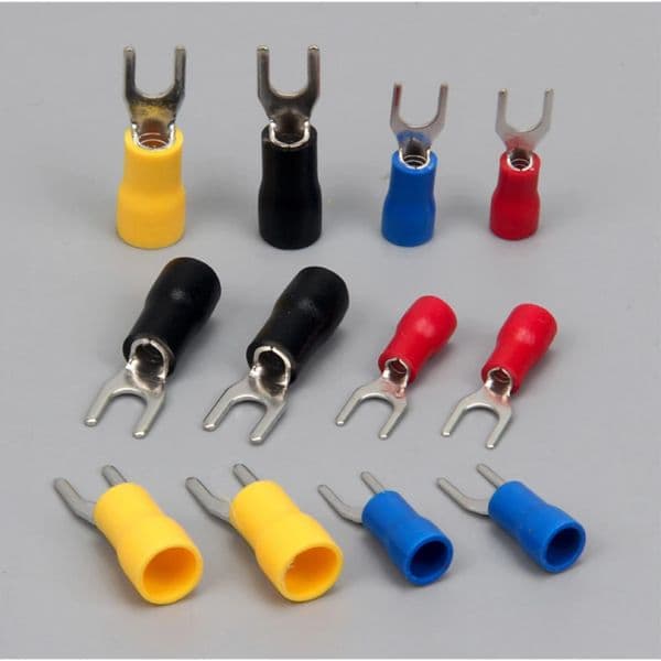 100/50/25pcsSV Crimp Terminal Spade Fork Connector Wire Copper Crimp Connector Insulated Cord Pin End Terminal SV1.25/2/3.5/5.5