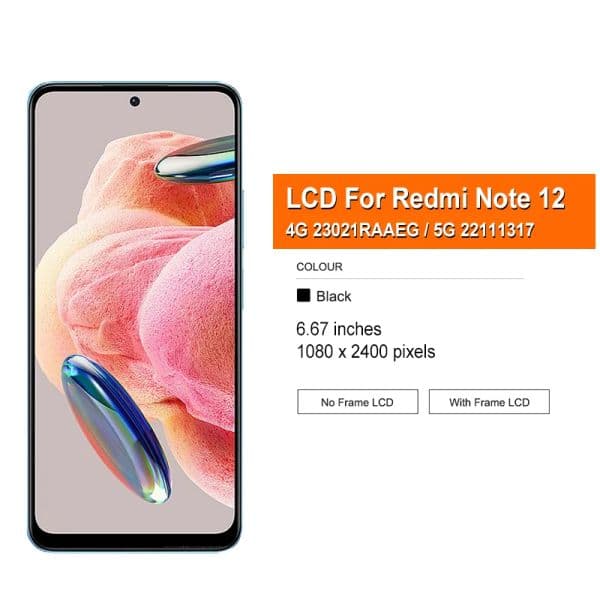 6.67" Super AMOLED Display For Xiaomi Redmi Note 12 4G LCD Touch Screen Digitizer Assembly For Redmi Note12 5G LCD 22111317 LCD