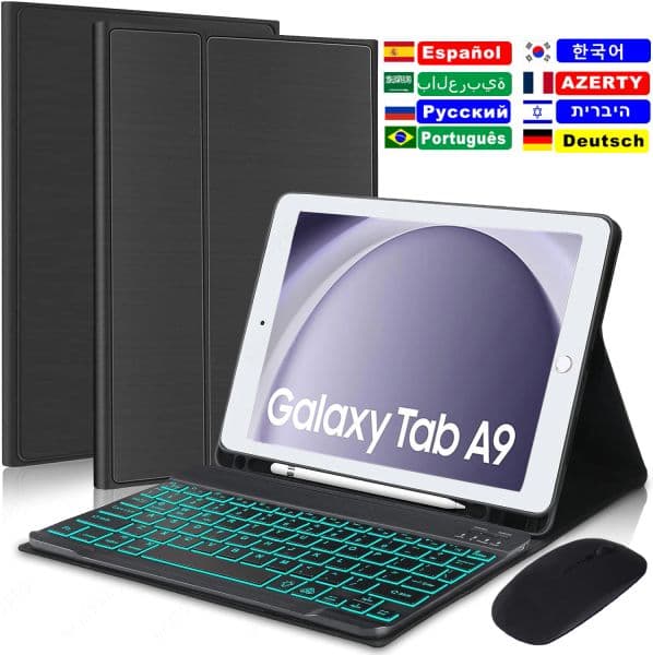 Backlit Keyboard Case For Samsung Galaxy Tab A X Cover Mouse Korean Spanish Portuguese