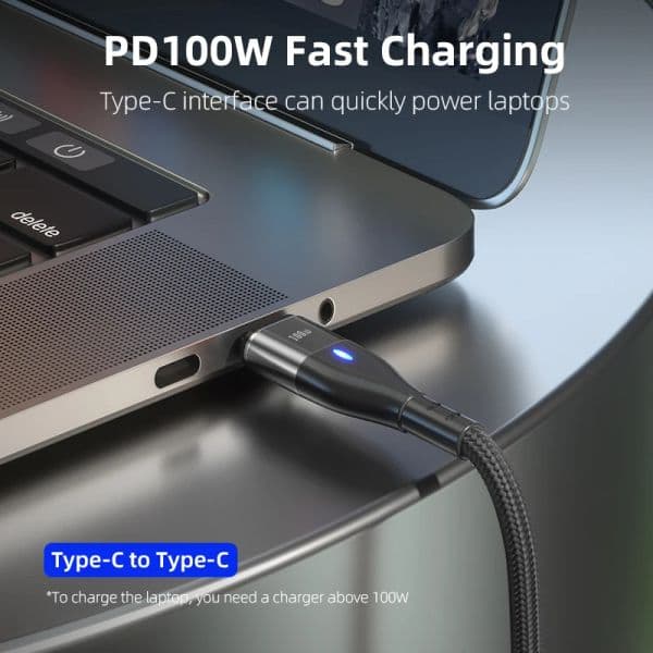 AUFU 100W Magnetic USB C Cable for iPhone 14 13 Realme Samsung Fast Charging Type C to Type Magnet Charger Wire Cord for Macbook