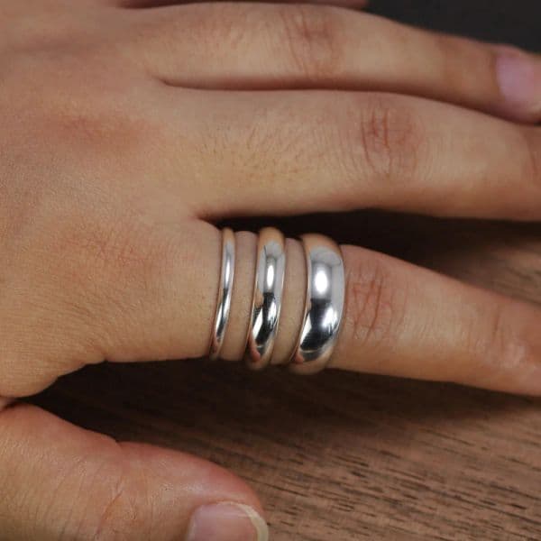 Real Pure 925 Sterling Silver Rings For Women And Men Simple Couple Ring Smooth Wedding Band For Lovers Jewelry