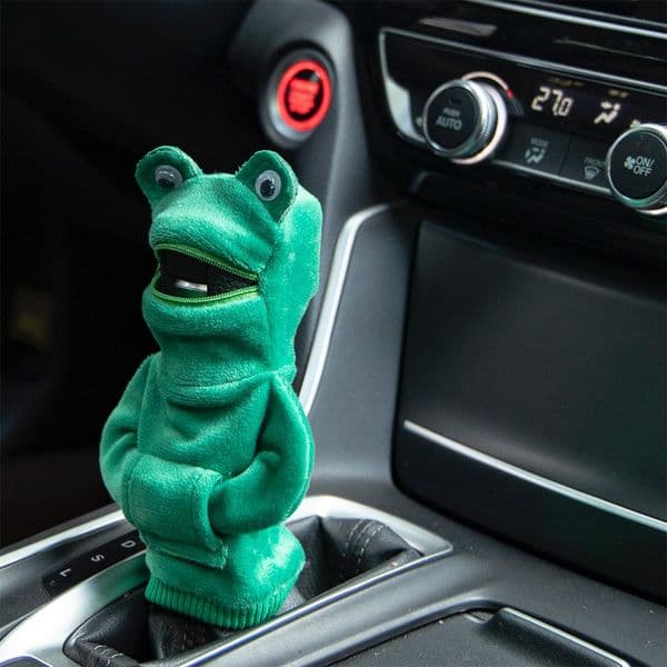 Car Frog Hoodie Handle Shark Frog Cute Hoodie Car Gear Shift Knob Cover Short Plush Manual Handle Gear Auto Interior Accessories