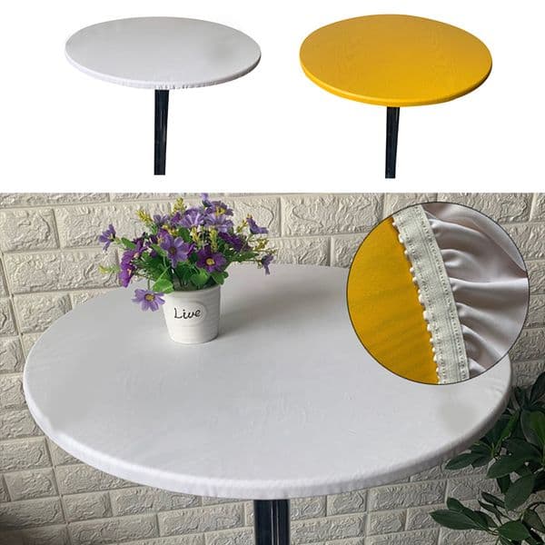 Round Waterproof Oilproof Table Cover Cloth Protector 2025 Polyester Tablecloth Catering Fitted Table Cover new with Elastic Edged