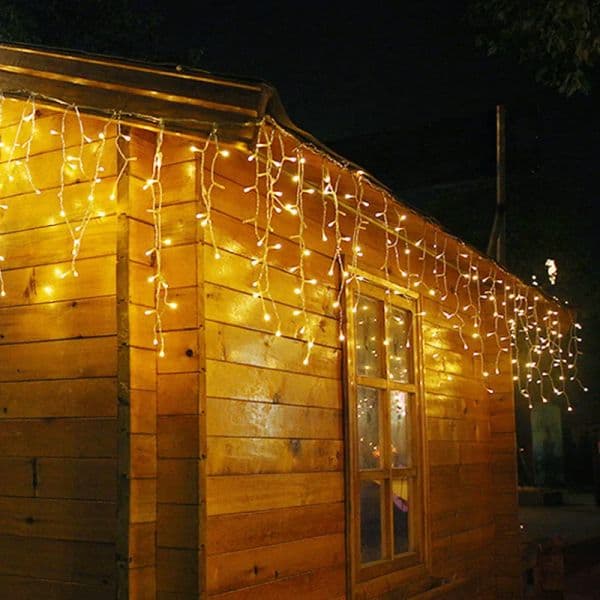 4M 96Leds 220V Christmas Garland LED Curtain Icicle String Lights Droop 0.4-0.6m Holiday Light Garden Street Outdoor Decorative