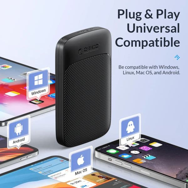 ORICO USB3.1 6Gbps HDD Enclosure SATA to Type-C HDD SSD Hard Drive Enclosure Support UASP for 7~9.5mm 2.5 Inch SSD/HDD