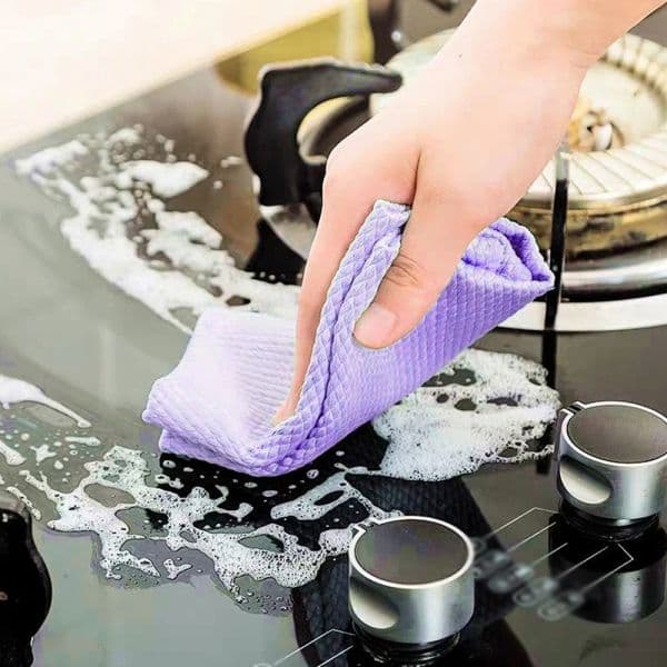 5/10pcs Microfibre Dish Towels Fish Scale Cleaning Cloth Reusable Kitchen Wipes Soft Dishcloths Lint-Free Cleaning Cloth
