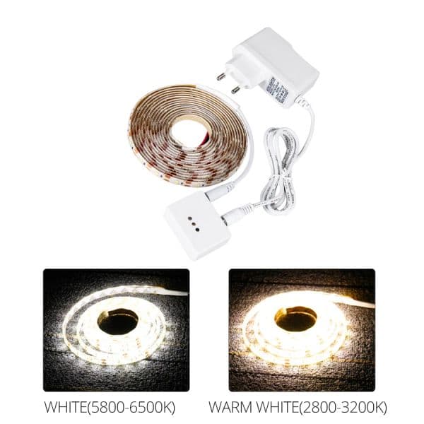 1-5M DC 12V Hand Sweep Sensor LED Strip Lights Hand Wave Waterproof Diode Tape Dimmable Kitchen Closet Cabinet Stairs Backlight