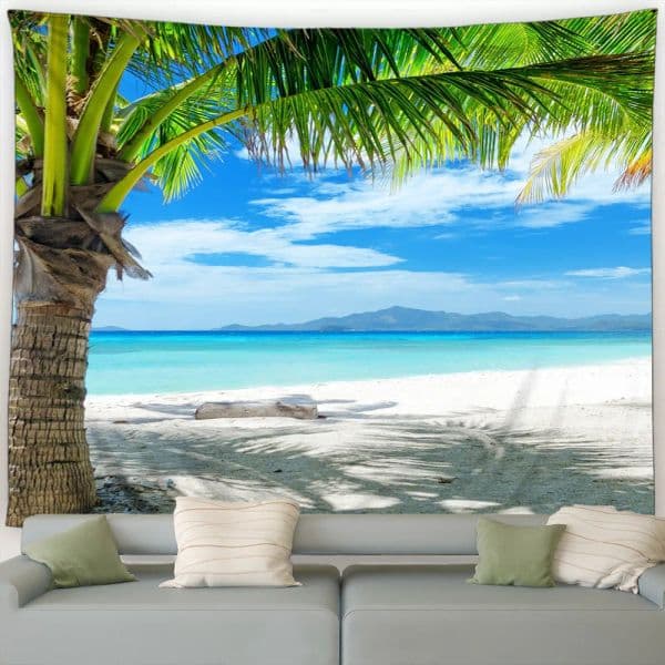 Beach Tapestry Island 2025 Tropical Plants Ocean Natural Landscape Home new Living Room Dormitory Garden Wall Hangings