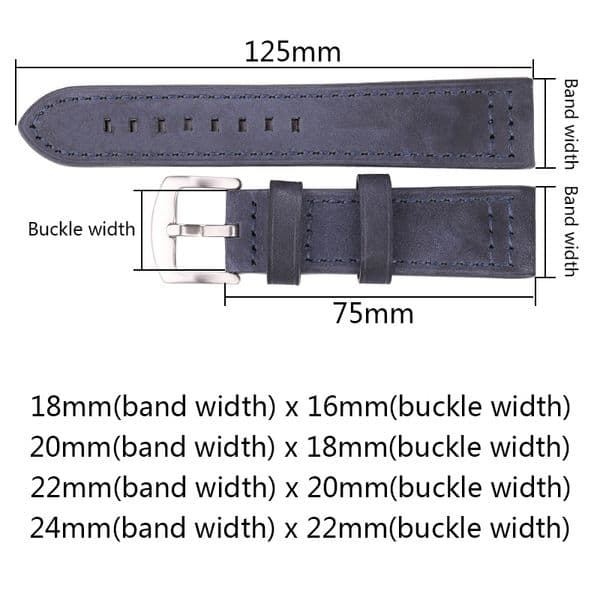 Genuine Leather Watch Band Strap Quick Release Vintage Watchband Metal Buckle Wristband Belt Accessories 18mm 20mm 22mm 24mm