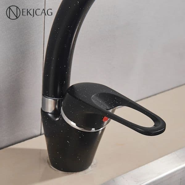 Bathroom Kitchen Black Sink Faucet With Dots Cold And Hot mixer Curved Modern And Fashionable Basin Tap