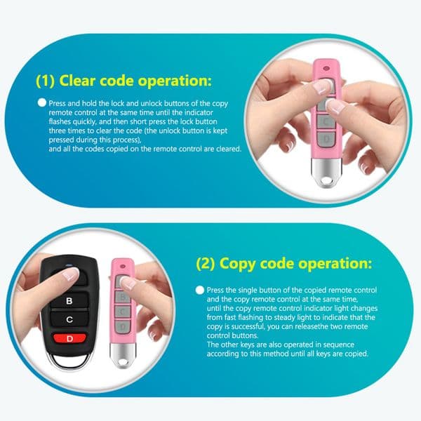 20PCS 433MHz Remote Control 4 Channel Garage Gate Door Opener Remote Control Duplicator Clone Cloning Code Car Key Fixed Code