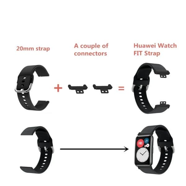 2PC Watch Strap Connector Adapters For Huawei watch fit 1 Replacement Metal Connector For Huawei Watch Fit1 Bracelet Accessories