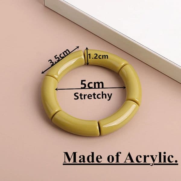Colorful Acrylic Bamboo Shape Hand Bracelets for Women Bohemian Stretched Chunky Tube Beads Cuff Bracelets Bangles 2023 Jewelry