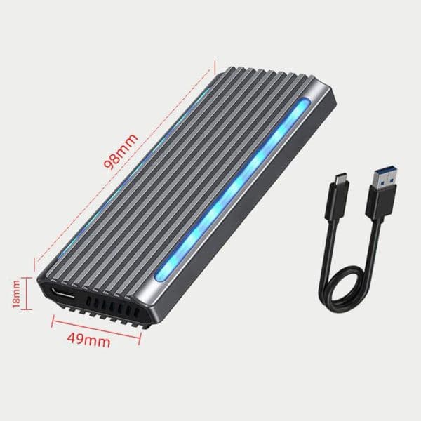 Aluminum Alloy RGB M.2 SSD Case NVME SATA Dual Protocol M.2 to USB Type C 3.1 SSD Adapter for NVME PCIE NGFF SATA M2 SSD Box