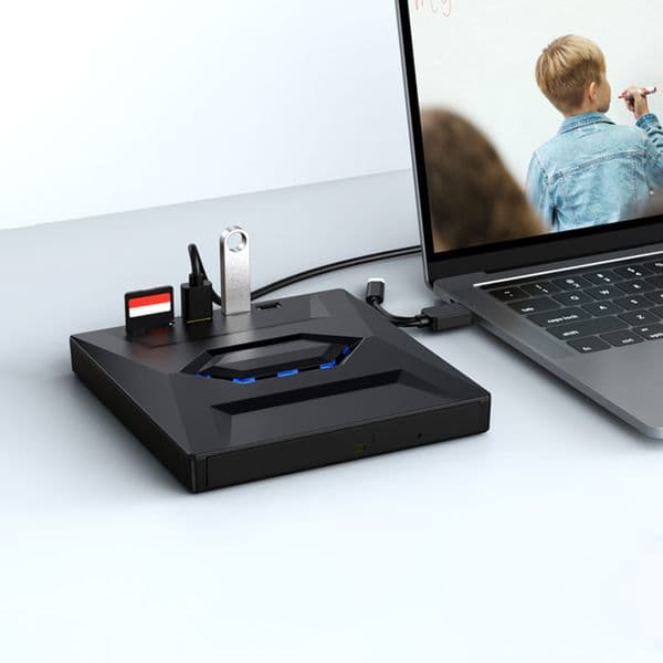 5 IN 1 USB 3.0 Type C External CD DVD RW VCD Optical Drive with SD/TF Ports DVD Burner CD Writer Portable for Macbook Laptop PC