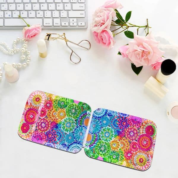 Special Shape Diamond Painting Compact Mirror Folding 5D DIY Diamond Painting Makeup Mirror Diamond Painting Pocket Purse Mirror