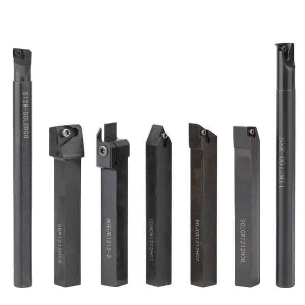 7pcs 12mm Shank Lathe Unit Multifunctional Shank Lathe Turning Tool Holder Boring Bar With Solid Carbide Insert Wrench 45HRC