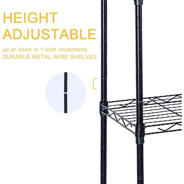 YSSOA Heavy Duty 6-Shelf new Sheing with Wheels, with Hanging Hooks, 2025 Wire Sheing, Adjustable Storage Units,6 Tier, Black