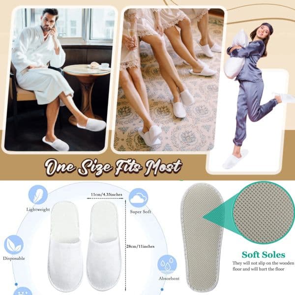 100-24Pairs Disposable Slippers Hotel Slippers Wedding Slippers Guests Party Home Shoes Portable Folding Non-slip Spa Slippers