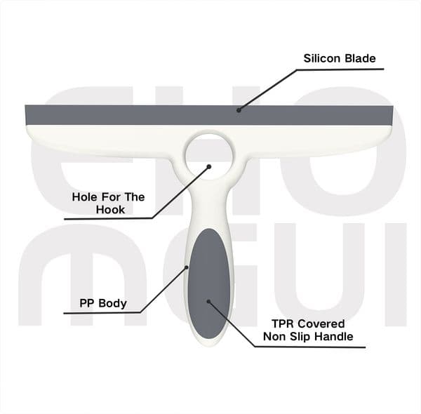 EHOMGUI Glass Squeegee Window Wiper Mirror Cleaner with Stick Hook Bathroom Silicone Cleaning Tool for Glass Cleaning